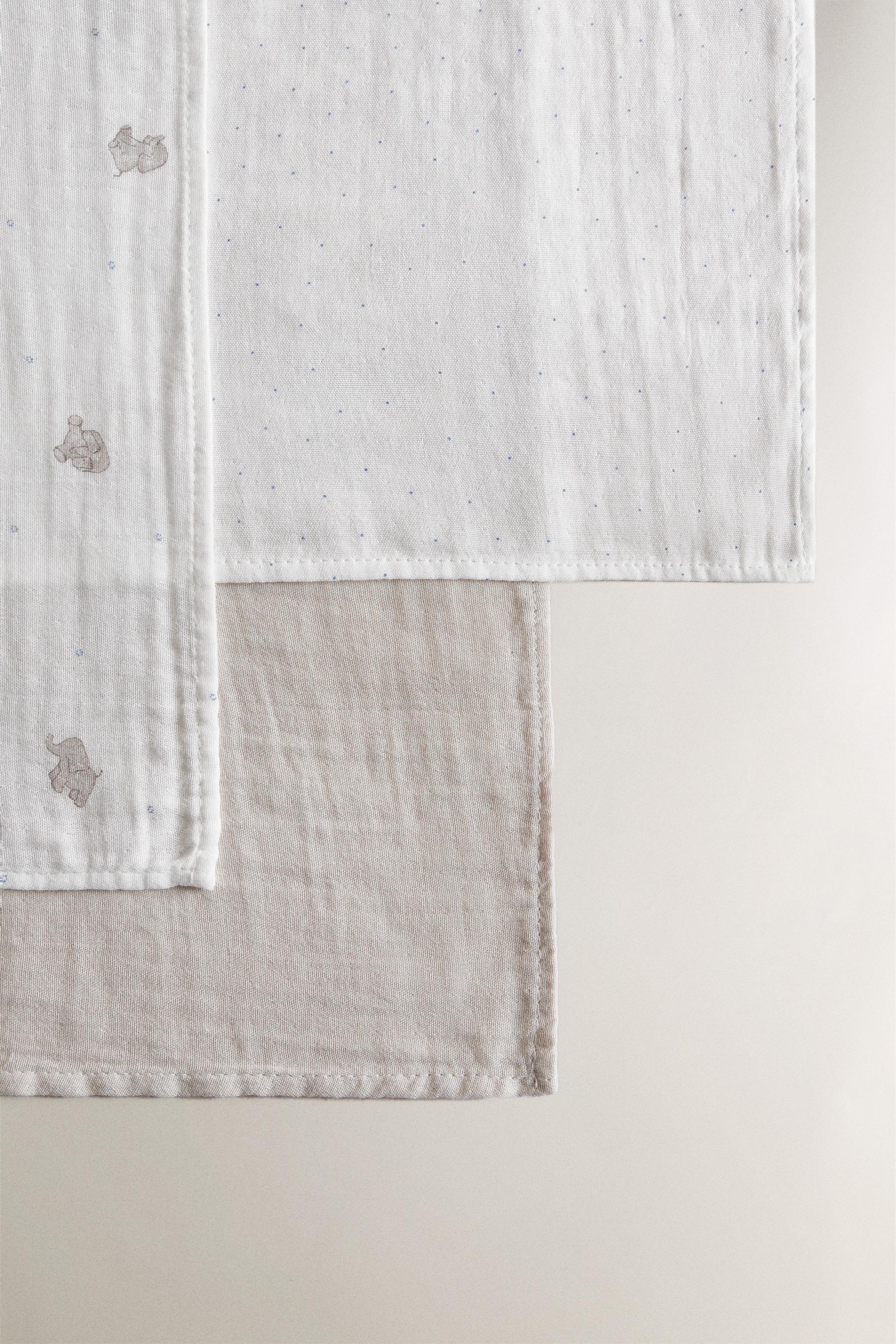 SET OF ELEPHANT BABY MUSLIN CLOTHS (SET OF 3)